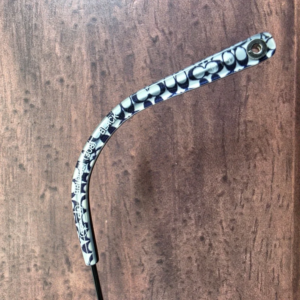 Coach Bridget 308 Black Metal Oval Eyeglasses Frames Signature Monogram Tips